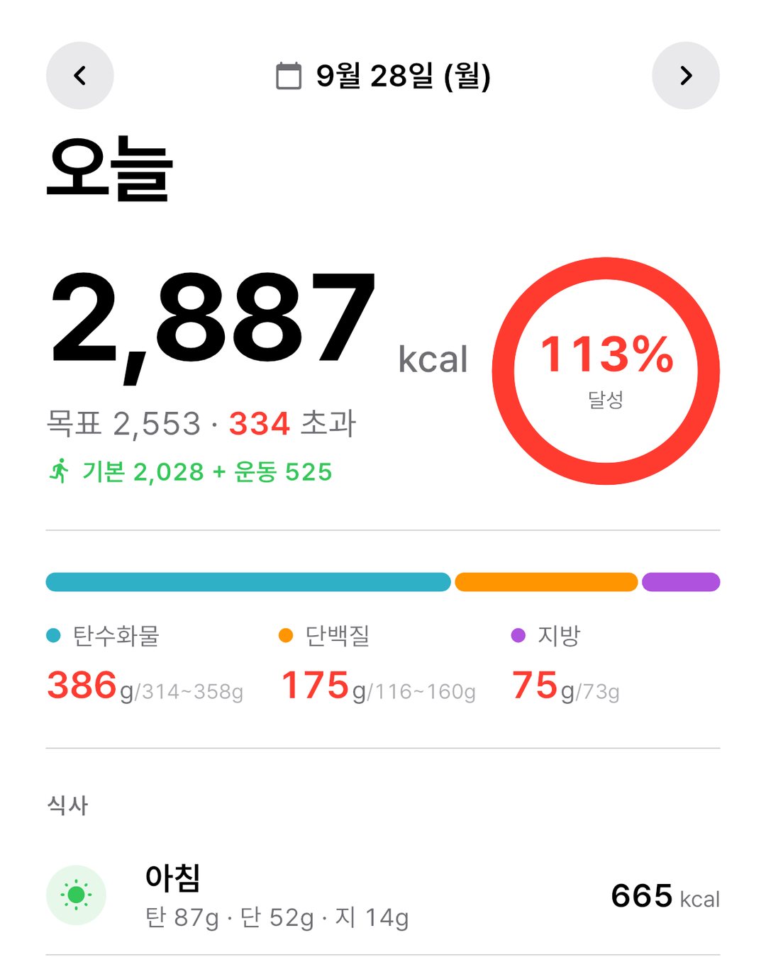 오늘의 섭취 현황 대시보드